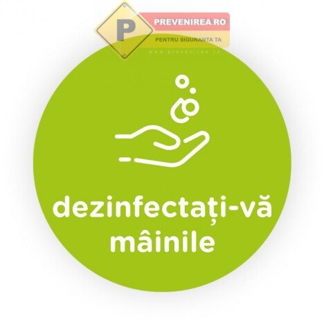 Semn verde deschis dezinfectati mainile